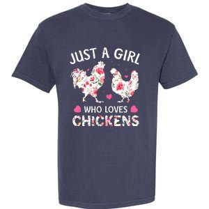 Who Loves Chickens Cute Chicken Flowers Farm Garment-Dyed Heavyweight T-Shirt