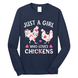 Who Loves Chickens Cute Chicken Flowers Farm Long Sleeve Shirt