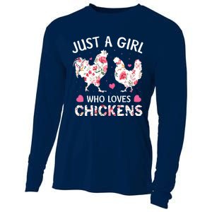 Who Loves Chickens Cute Chicken Flowers Farm Cooling Performance Long Sleeve Crew