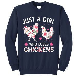 Who Loves Chickens Cute Chicken Flowers Farm Tall Sweatshirt