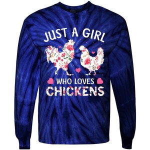 Who Loves Chickens Cute Chicken Flowers Farm Tie-Dye Long Sleeve Shirt