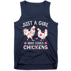 Who Loves Chickens Cute Chicken Flowers Farm Tank Top