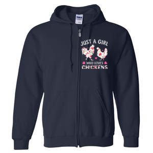 Who Loves Chickens Cute Chicken Flowers Farm Full Zip Hoodie