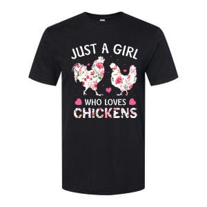 Who Loves Chickens Cute Chicken Flowers Farm Softstyle CVC T-Shirt