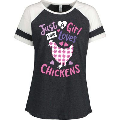 Who Loves Chickens Chicken Hen Love Cute Enza Ladies Jersey Colorblock Tee