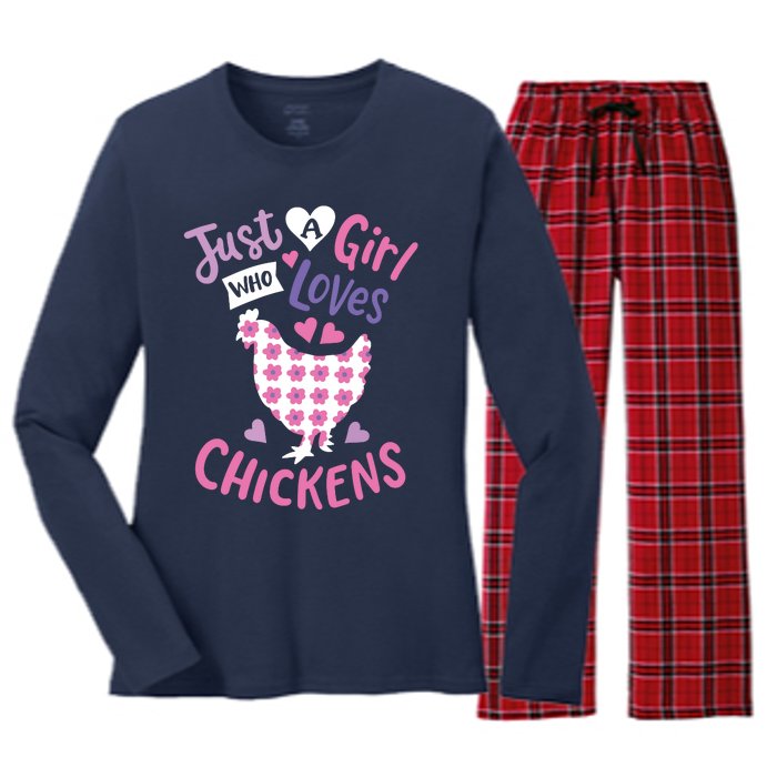 Who Loves Chickens Chicken Hen Love Cute Women's Long Sleeve Flannel Pajama Set 