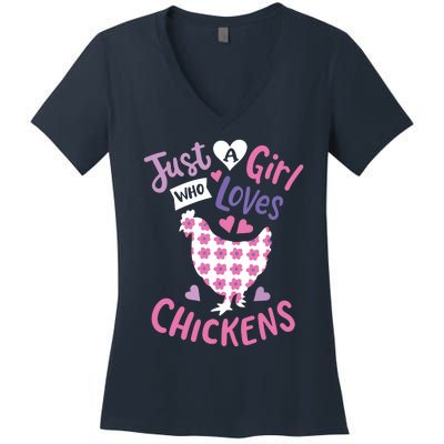 Who Loves Chickens Chicken Hen Love Cute Women's V-Neck T-Shirt