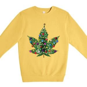 Weed Leaf Christmas Tree Pot Marijuana Thc Vape Reefer Hippy Premium Crewneck Sweatshirt