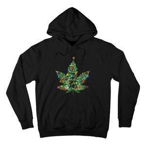 Weed Leaf Christmas Tree Pot Marijuana Thc Vape Reefer Hippy Hoodie