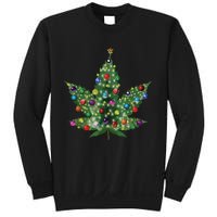 Weed Leaf Christmas Tree Pot Marijuana Thc Vape Reefer Hippy Sweatshirt