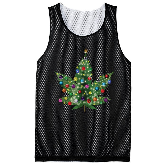 Weed Leaf Christmas Tree Pot Marijuana Thc Vape Reefer Hippy Mesh Reversible Basketball Jersey Tank