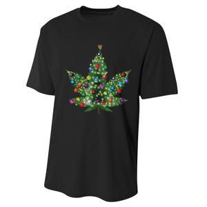 Weed Leaf Christmas Tree Pot Marijuana Thc Vape Reefer Hippy Performance Sprint T-Shirt