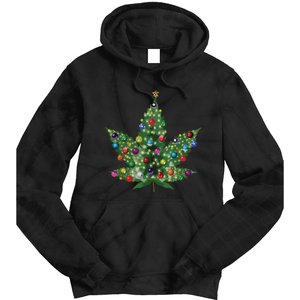 Weed Leaf Christmas Tree Pot Marijuana Thc Vape Reefer Hippy Tie Dye Hoodie