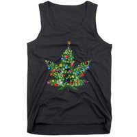 Weed Leaf Christmas Tree Pot Marijuana Thc Vape Reefer Hippy Tank Top