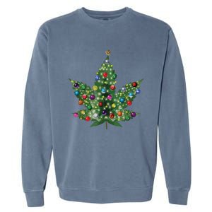 Weed Leaf Christmas Tree Pot Marijuana Thc Vape Reefer Hippy Garment-Dyed Sweatshirt