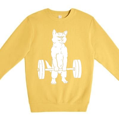 Weight Lifting Cat Deadlift Lifting Premium Crewneck Sweatshirt