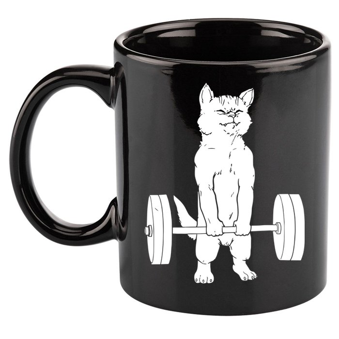 Weight Lifting Cat Deadlift Lifting 11oz C Handle Ceramic Mug