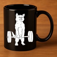 Weight Lifting Cat Deadlift Lifting 11oz C Handle Ceramic Mug