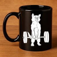 Weight Lifting Cat Deadlift Lifting 11oz C Handle Ceramic Mug