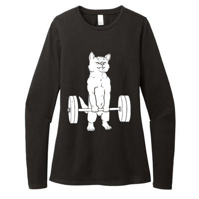 Weight Lifting Cat Deadlift Lifting Womens CVC Long Sleeve Shirt