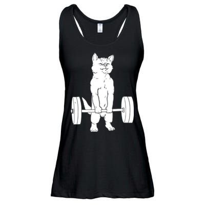 Weight Lifting Cat Deadlift Lifting Ladies Essential Flowy Tank