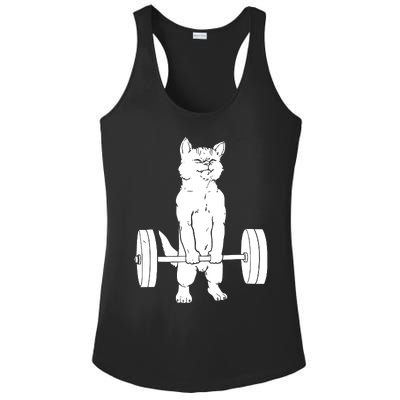 Weight Lifting Cat Deadlift Lifting Ladies PosiCharge Competitor Racerback Tank