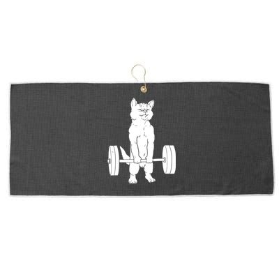 Weight Lifting Cat Deadlift Lifting Large Microfiber Waffle Golf Towel