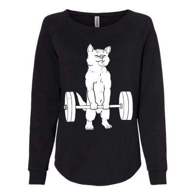 Weight Lifting Cat Deadlift Lifting Womens California Wash Sweatshirt