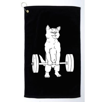 Weight Lifting Cat Deadlift Lifting Platinum Collection Golf Towel