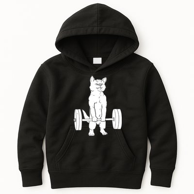 Weight Lifting Cat Deadlift Lifting Kids Hoodie