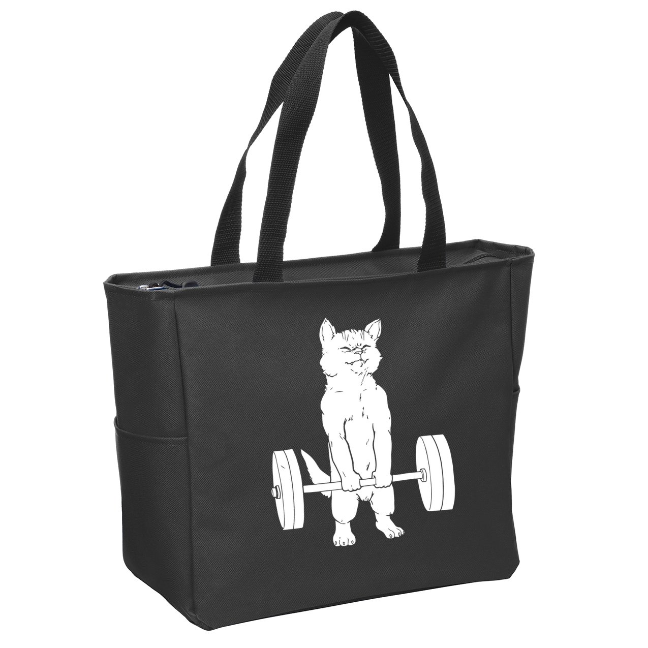 Weight Lifting Cat Deadlift Lifting Zip Tote Bag