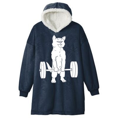 Weight Lifting Cat Deadlift Lifting Hooded Wearable Blanket