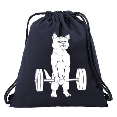 Weight Lifting Cat Deadlift Lifting Drawstring Bag