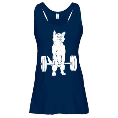 Weight Lifting Cat Deadlift Lifting Ladies Essential Flowy Tank