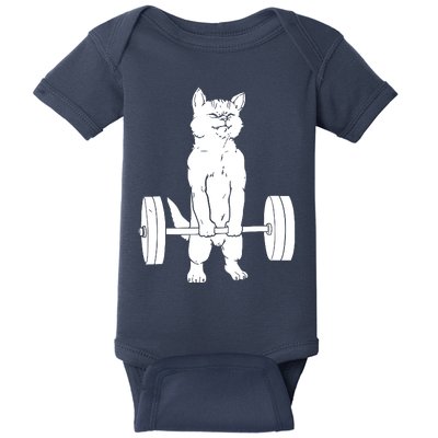 Weight Lifting Cat Deadlift Lifting Baby Bodysuit