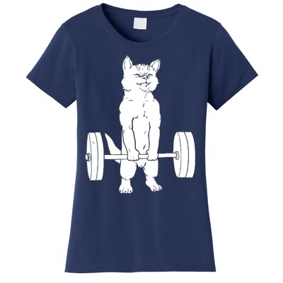 Weight Lifting Cat Deadlift Lifting Women's T-Shirt