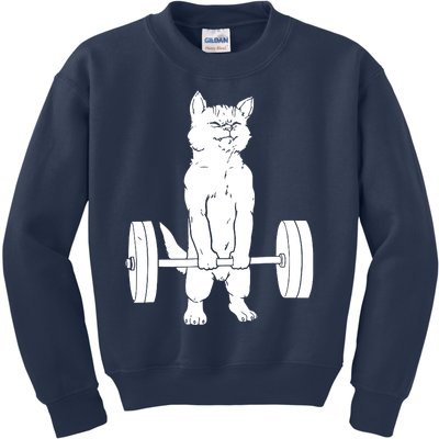 Weight Lifting Cat Deadlift Lifting Kids Sweatshirt