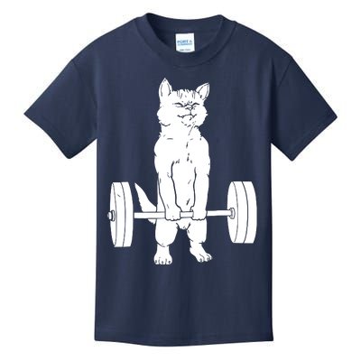 Weight Lifting Cat Deadlift Lifting Kids T-Shirt