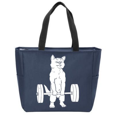 Weight Lifting Cat Deadlift Lifting Zip Tote Bag