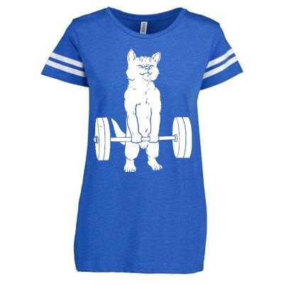 Weight Lifting Cat Deadlift Lifting Enza Ladies Jersey Football T-Shirt