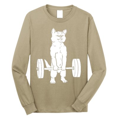 Weight Lifting Cat Deadlift Lifting Long Sleeve Shirt