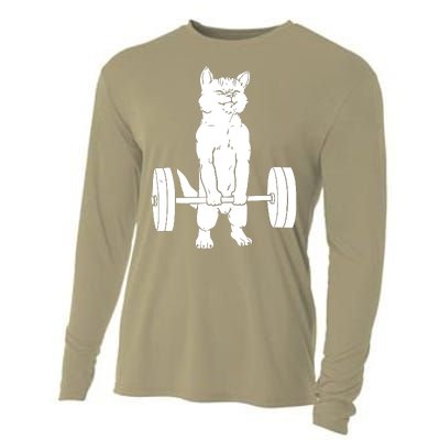 Weight Lifting Cat Deadlift Lifting Cooling Performance Long Sleeve Crew