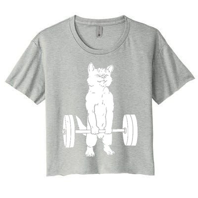 Weight Lifting Cat Deadlift Lifting Women's Crop Top Tee