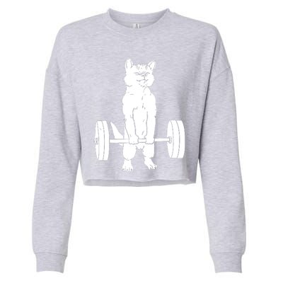 Weight Lifting Cat Deadlift Lifting Cropped Pullover Crew