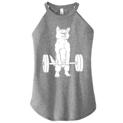 Weight Lifting Cat Deadlift Lifting Women's Perfect Tri Rocker Tank