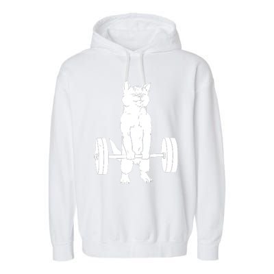 Weight Lifting Cat Deadlift Lifting Garment-Dyed Fleece Hoodie