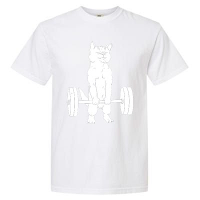 Weight Lifting Cat Deadlift Lifting Garment-Dyed Heavyweight T-Shirt