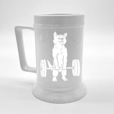 Weight Lifting Cat Deadlift Lifting Beer Stein