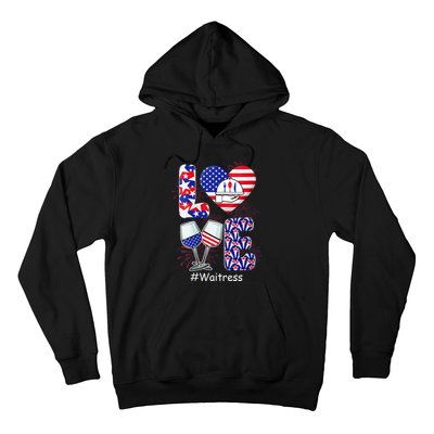 Womens LOVE Costume Waitress 4th July American Flag Fireworks Hoodie