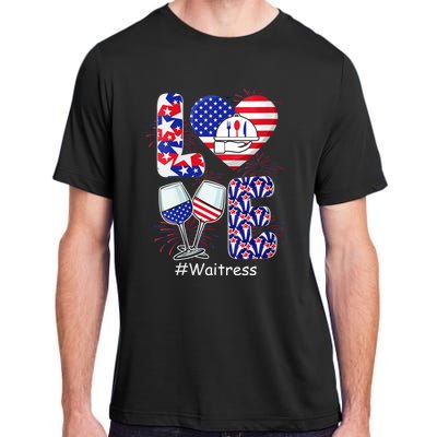 Womens LOVE Costume Waitress 4th July American Flag Fireworks Adult ChromaSoft Performance T-Shirt